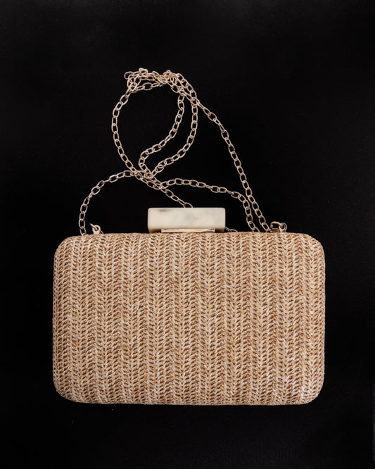 Clutch rafia beige