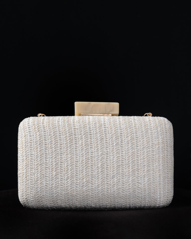 Clutch rafia blanco roto