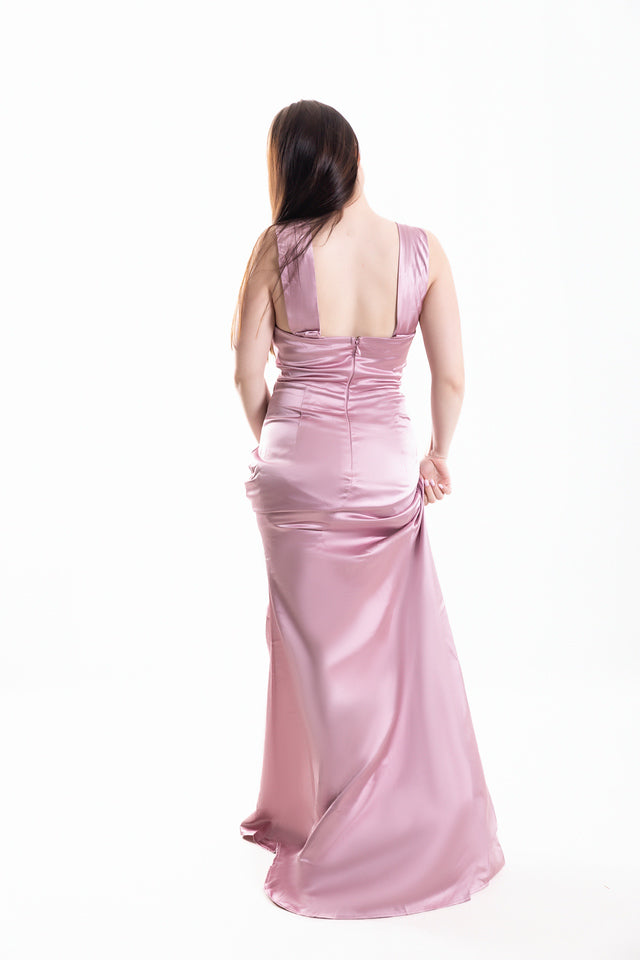 Vestido saten larego